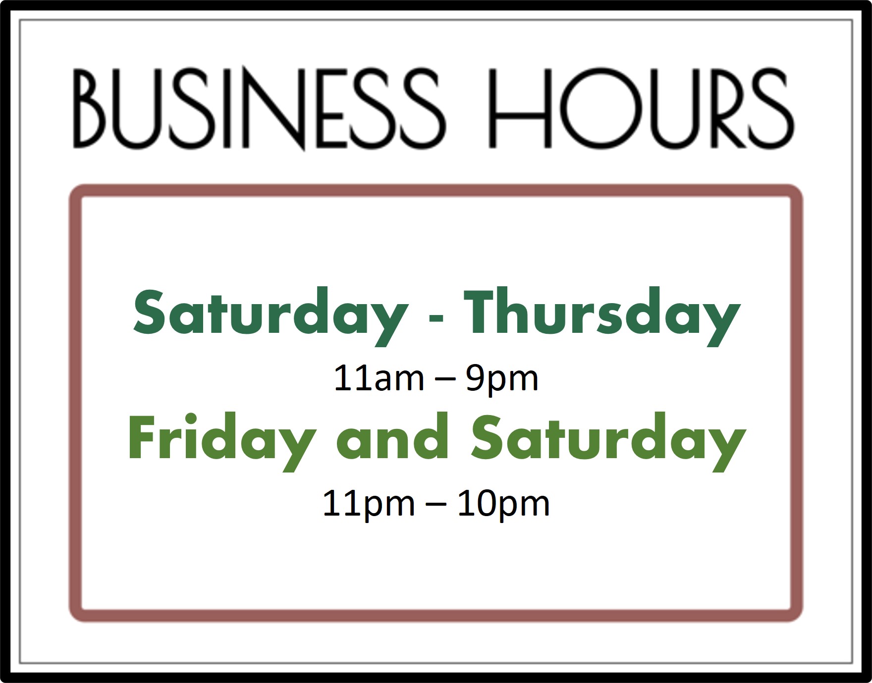 Business Hours   Vincenzo's